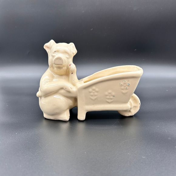 Ceramic Pig and Wheelbarrow Planter Vintage - Picture 1 of 6